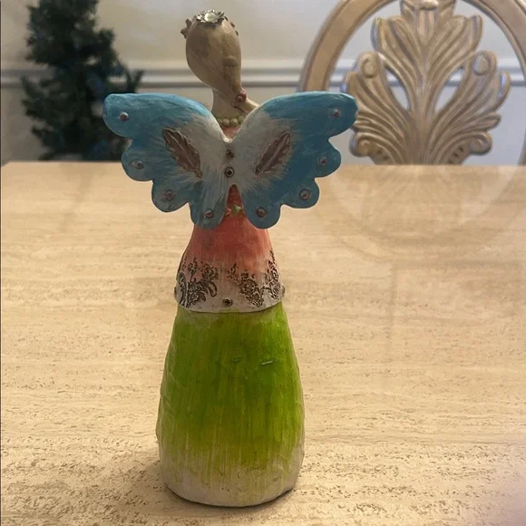 Jim Shore Bejeweled Angel Figurines with Blue and Green Wings - Picture 3 of 5